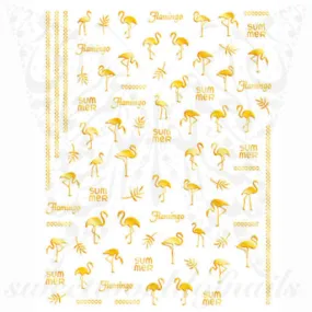 Gold Flamingo Nail Art Stickers