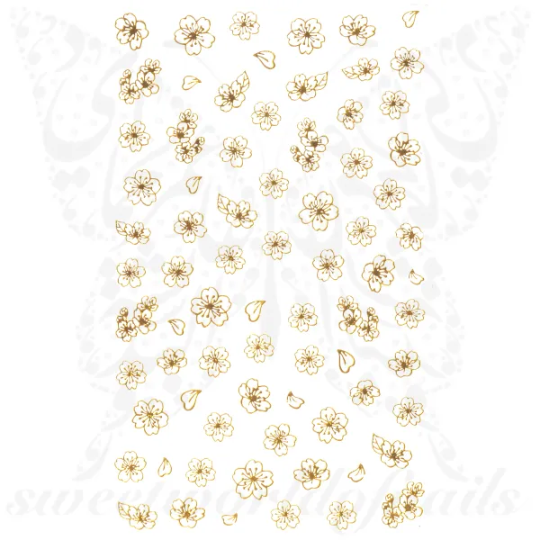 Gold Flower Nail Art Stickers