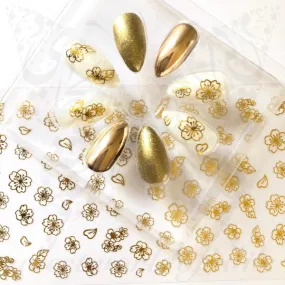 Gold Flower Nail Art Stickers