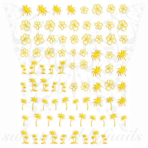 Gold Flower Palm tree Nail Art Stickers