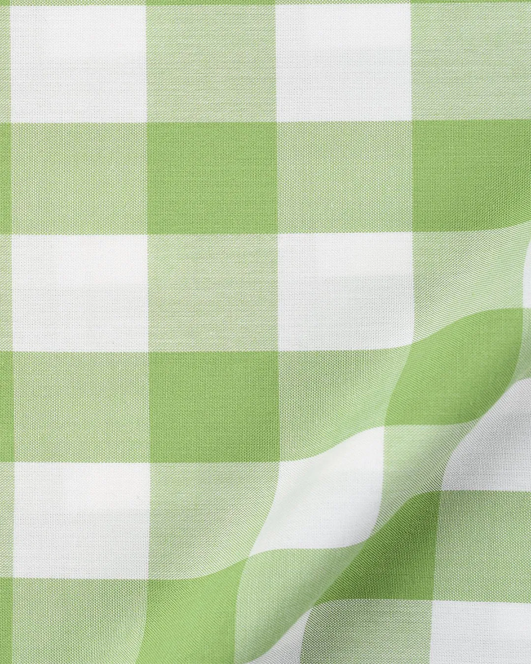 Green and White Gingham Checks Shirt