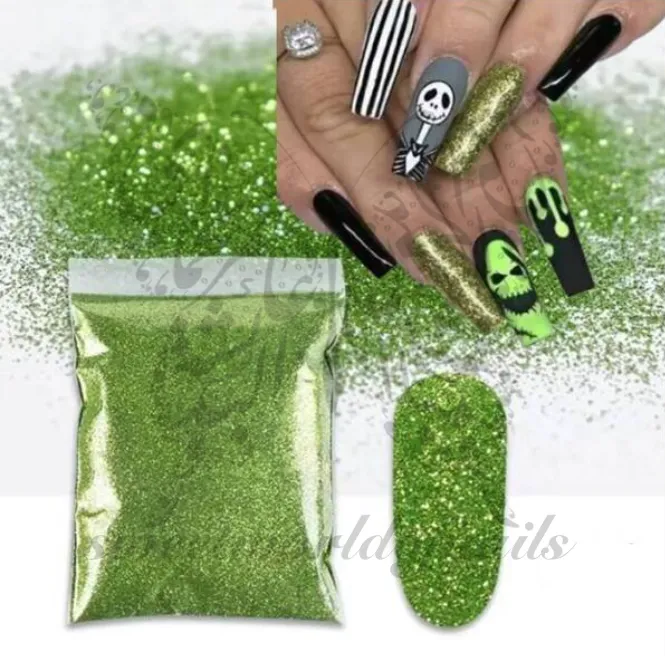 Halloween Nail Glitter Green Sparkle Glitter Dust Powder Nail Art