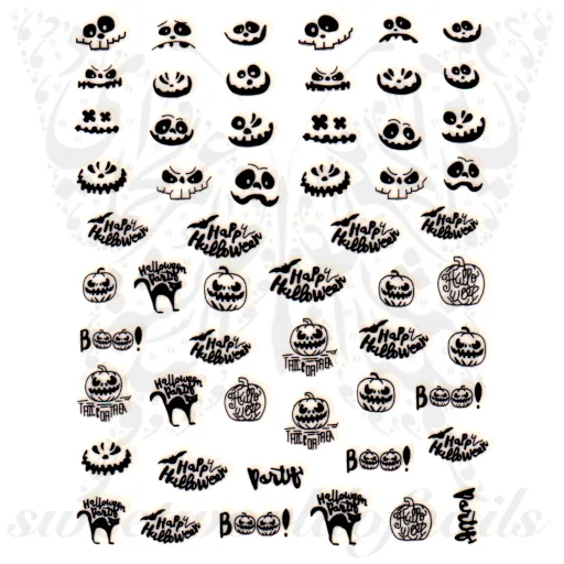 Halloween Nails Pumpkin Faces Nail Stickers