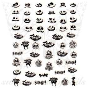 Halloween Nails Pumpkin Faces Nail Stickers