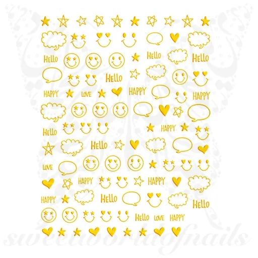 Happy Face Stars Nail Stickers