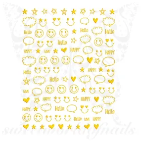 Happy Face Stars Nail Stickers