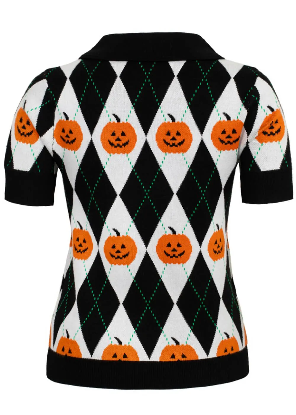 Hell Bunny Pumpkin Head Top Pullover Black White