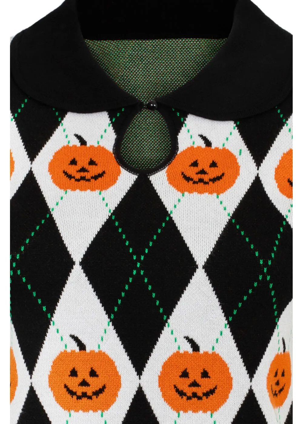 Hell Bunny Pumpkin Head Top Pullover Black White