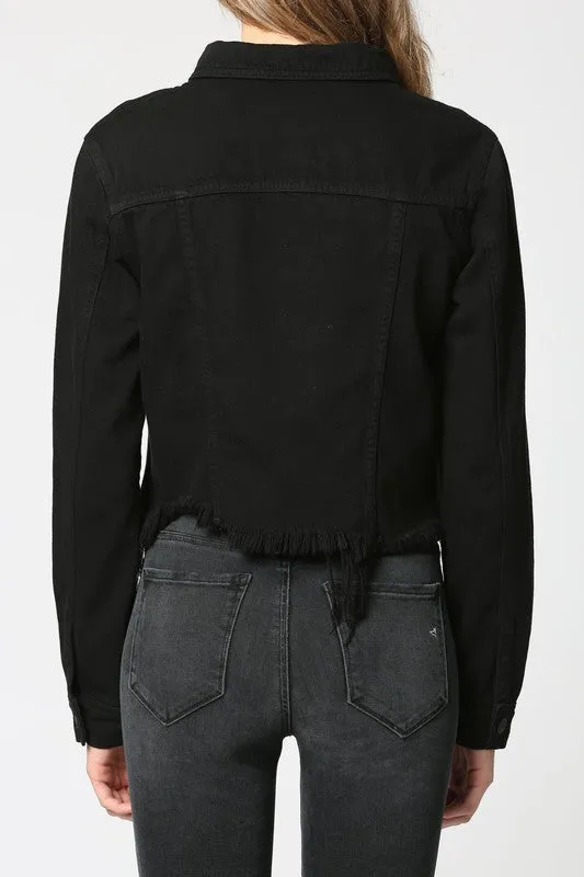 Hidden Cropped Frayed Jacket