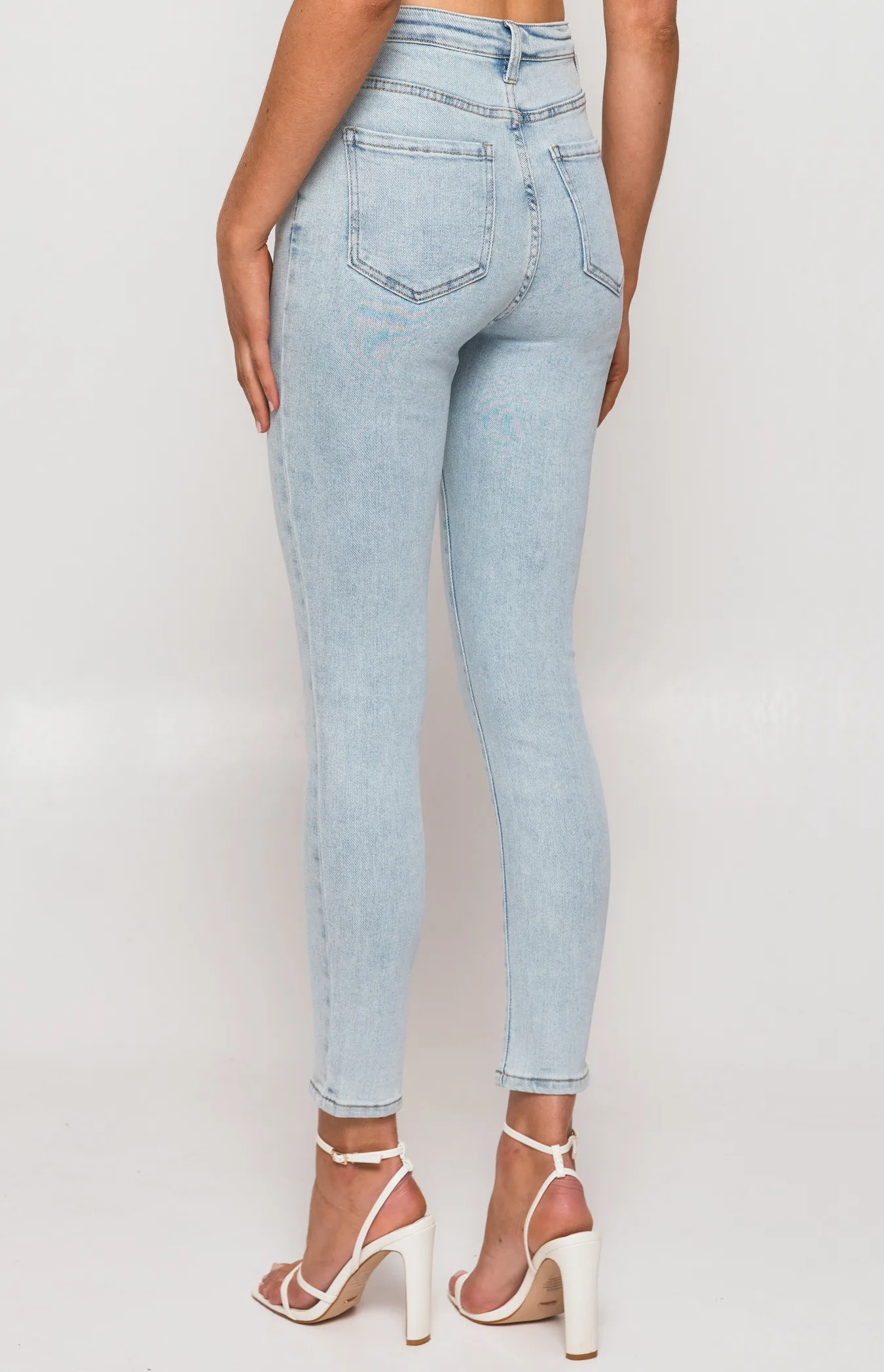 High Waisted Stretch Denim Jeans with Leg Seam Details (SDM129)