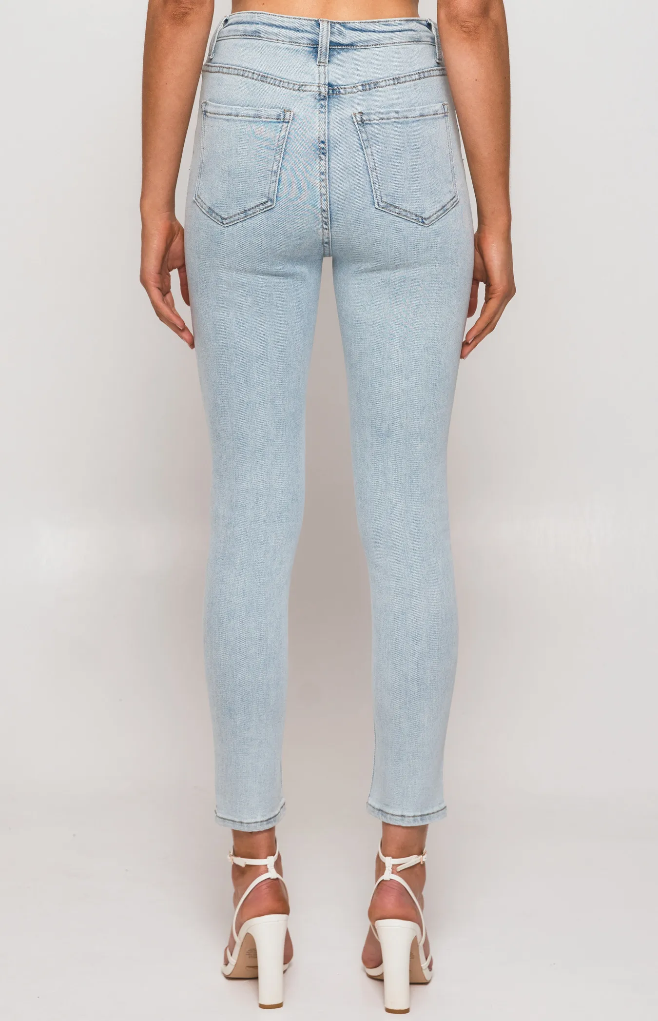 High Waisted Stretch Denim Jeans with Leg Seam Details (SDM129)