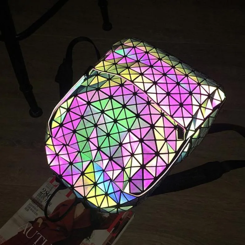 HOLOGRAPHIC LIGHT REACTIVE ZIPPER BACKPACK