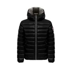 HOODED IRIDISCENT DOWN JACKET Girl Black Dark Steel