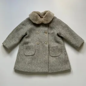 Il Gufo Grey Tweed Coat With Faux Fur Collar: 2 Years