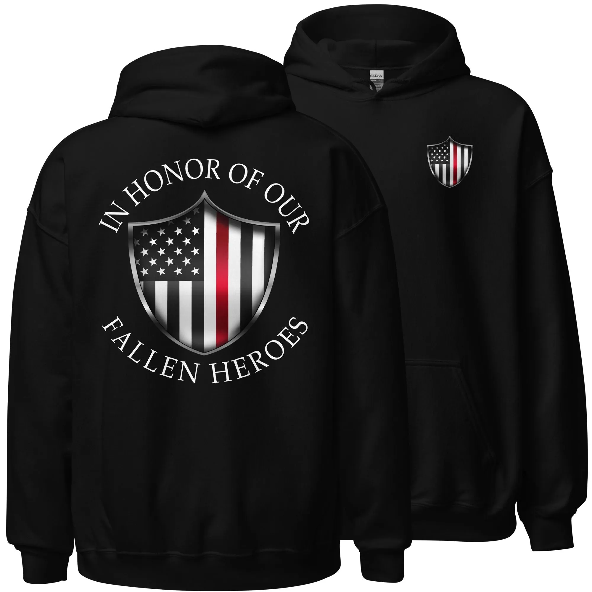 In Honor Of Our Fallen Fireman Redline Hoodie Sweatshirt