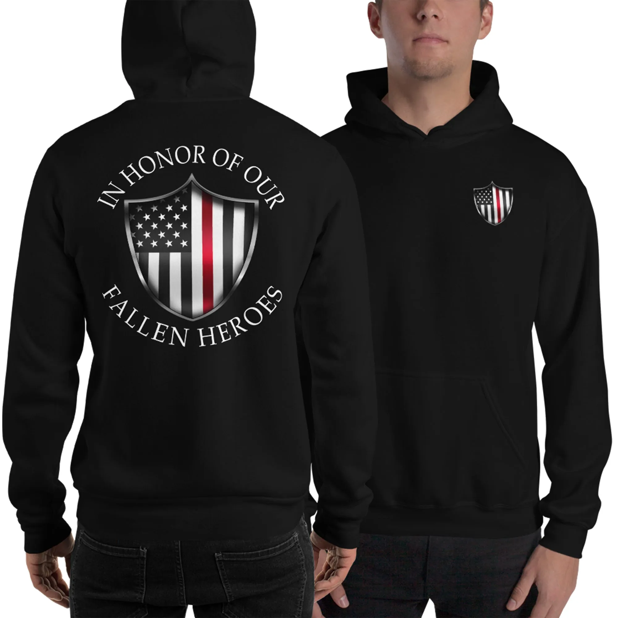 In Honor Of Our Fallen Fireman Redline Hoodie Sweatshirt