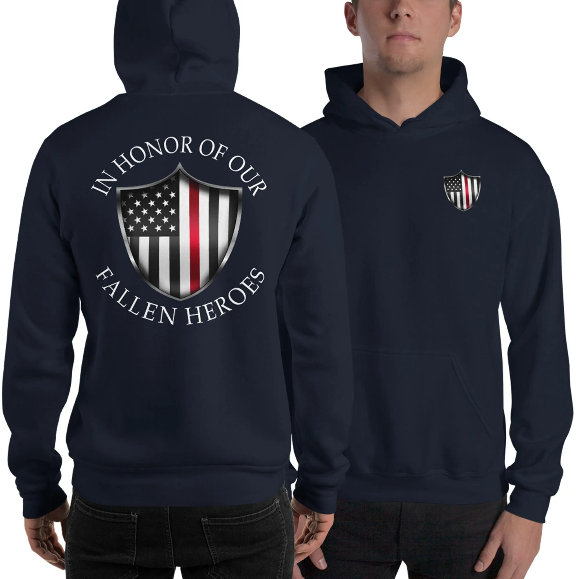 In Honor Of Our Fallen Fireman Redline Hoodie Sweatshirt