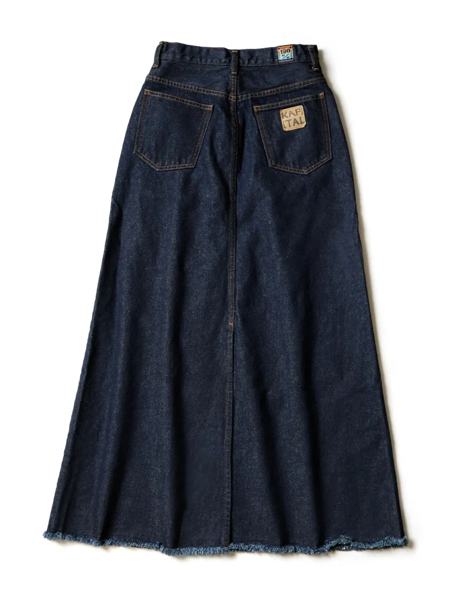 Kapital 13oz Denim High Waist Maxi Skirt