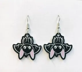 Kawaii Black Bat Halloween Acrylic Earrings