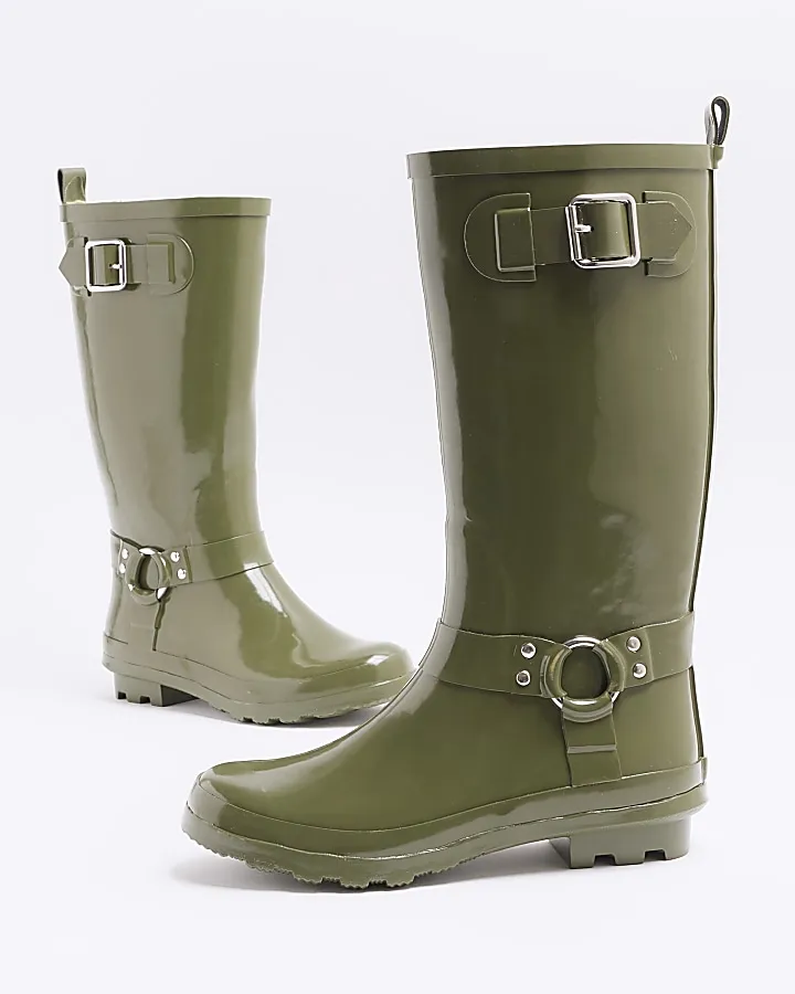 Khaki Rubber Wellington Boots