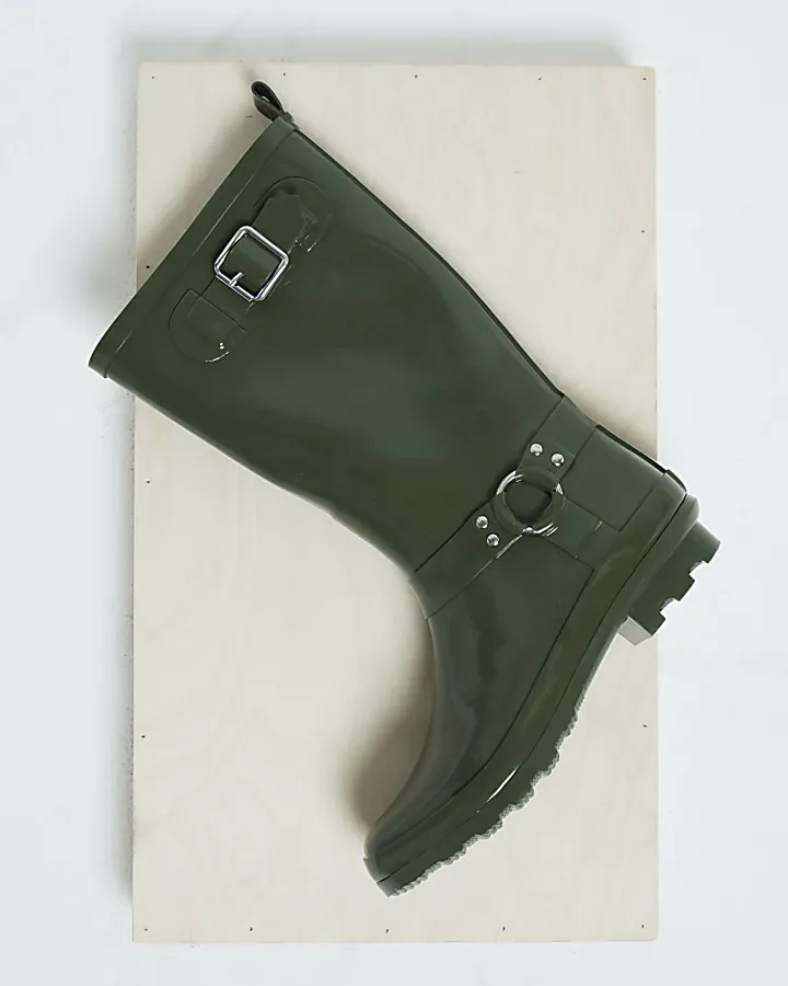 Khaki Rubber Wellington Boots