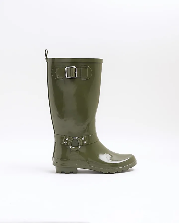 Khaki Rubber Wellington Boots