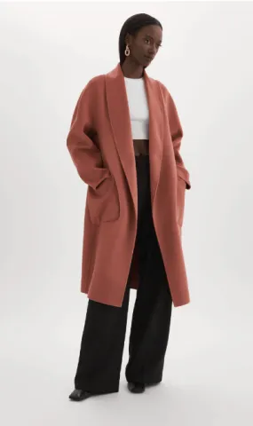 Lamarque Thara Shawl Collar Wool Coat in Antique Pink