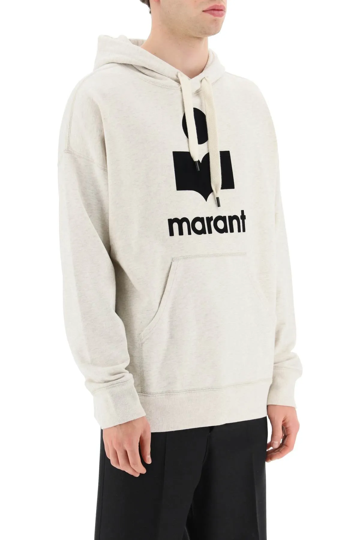 Marant 'Miley' Hoodie With Flocked Logo   Grey