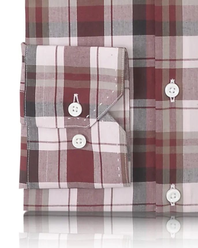 Maroon Black Madras Checks Shirt