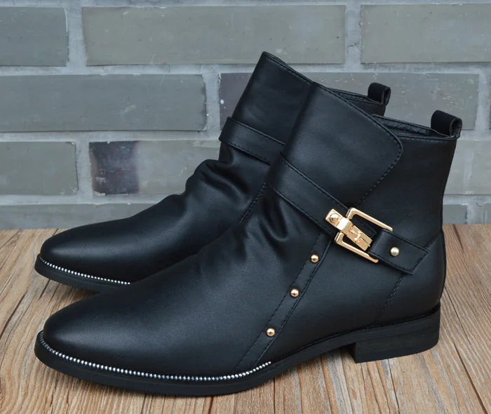 Men's handmade Genuine Leather Winter Warm Plush Ankle Boots