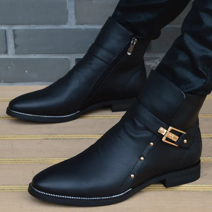 Men's handmade Genuine Leather Winter Warm Plush Ankle Boots