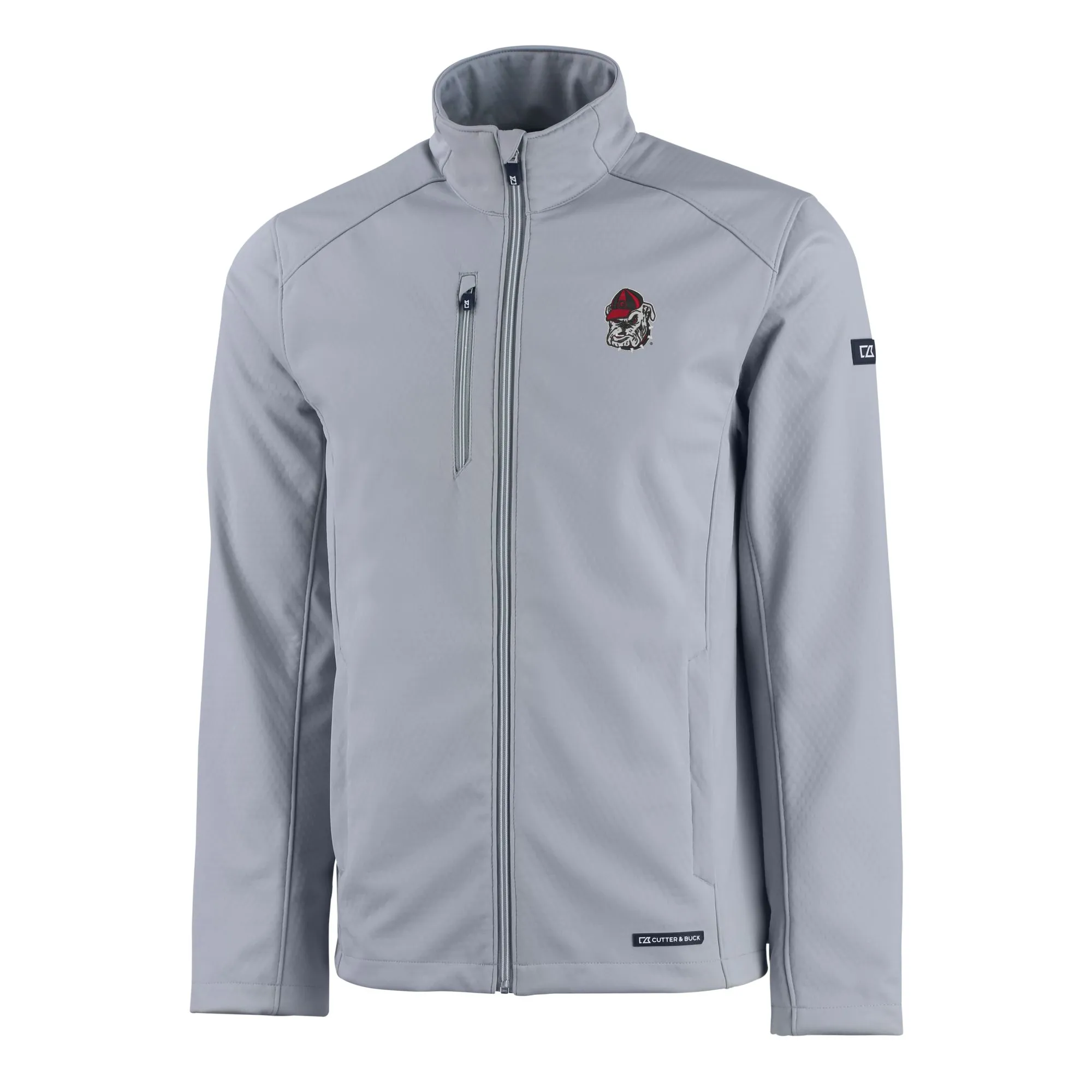 Men's Cutter & Buck  Gray Georgia Bulldogs Evoke Eco Softshell Recycled Full-Zip Jacket