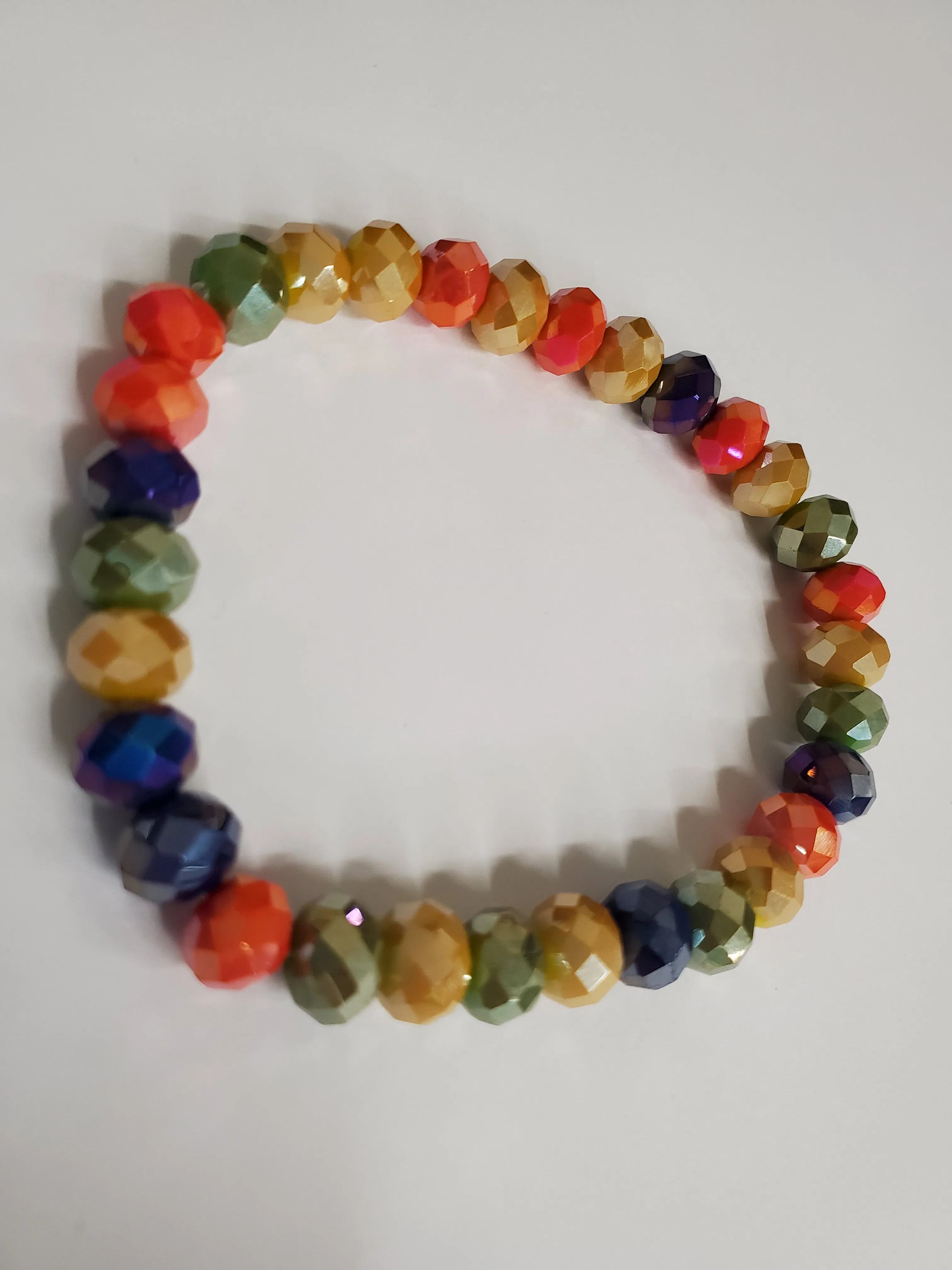 Orange, Mustard, Olive, Purple Mix Crystal Bracelet