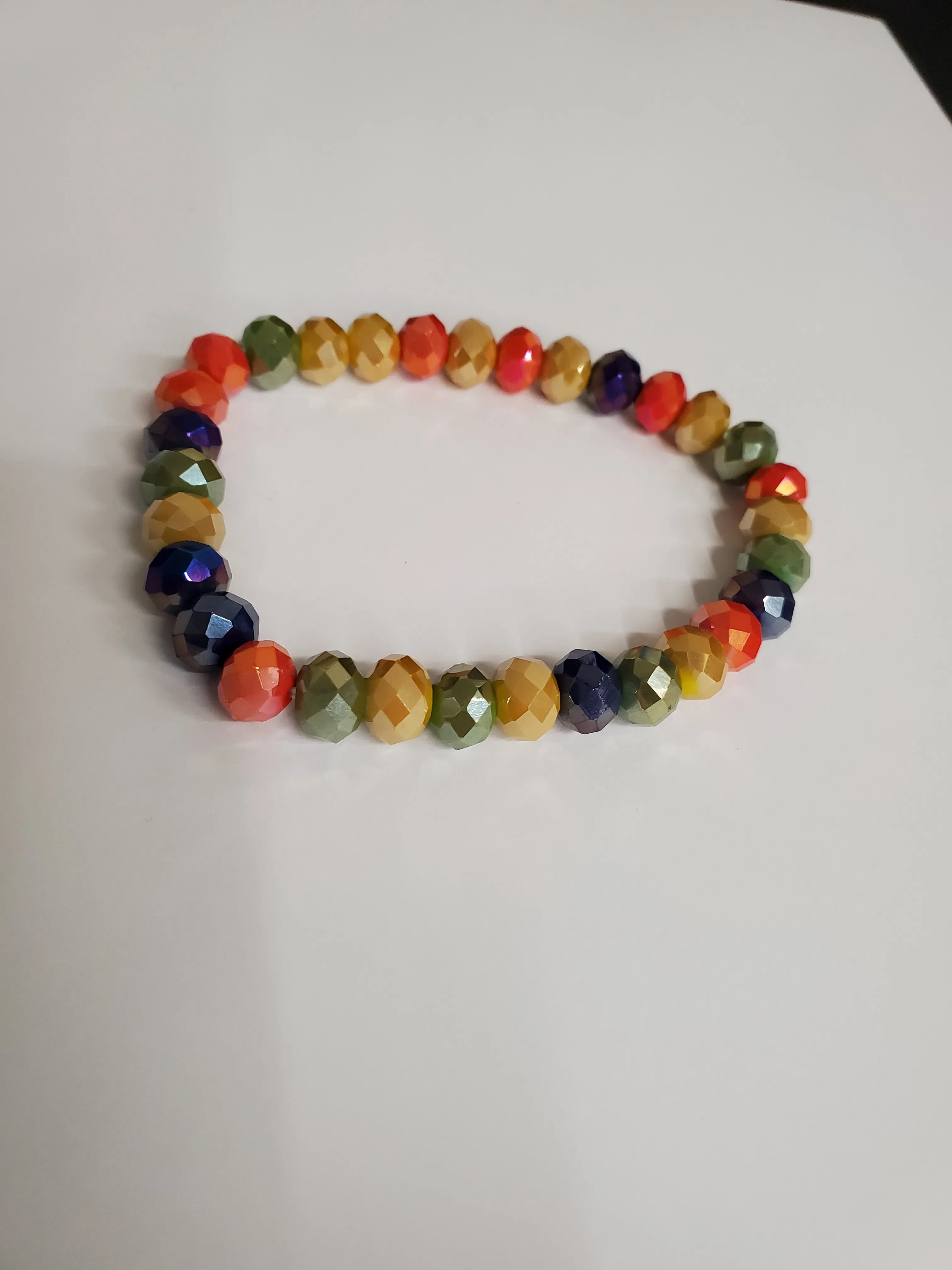 Orange, Mustard, Olive, Purple Mix Crystal Bracelet