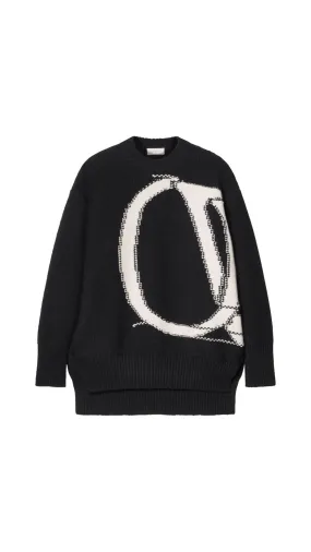 Oversized Sweater With Logo - Black