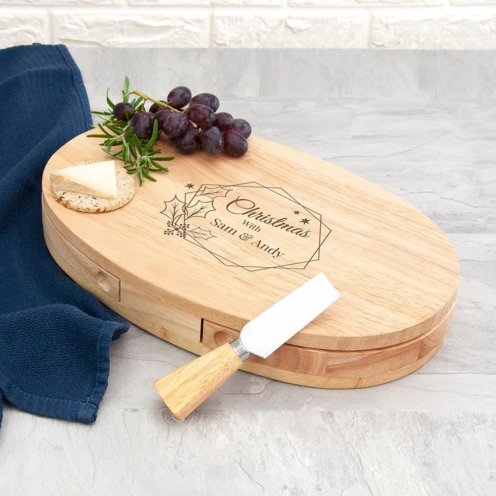 Personalised Christmas at Home Oval Cheese Board Set