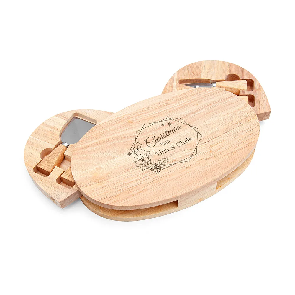 Personalised Christmas at Home Oval Cheese Board Set