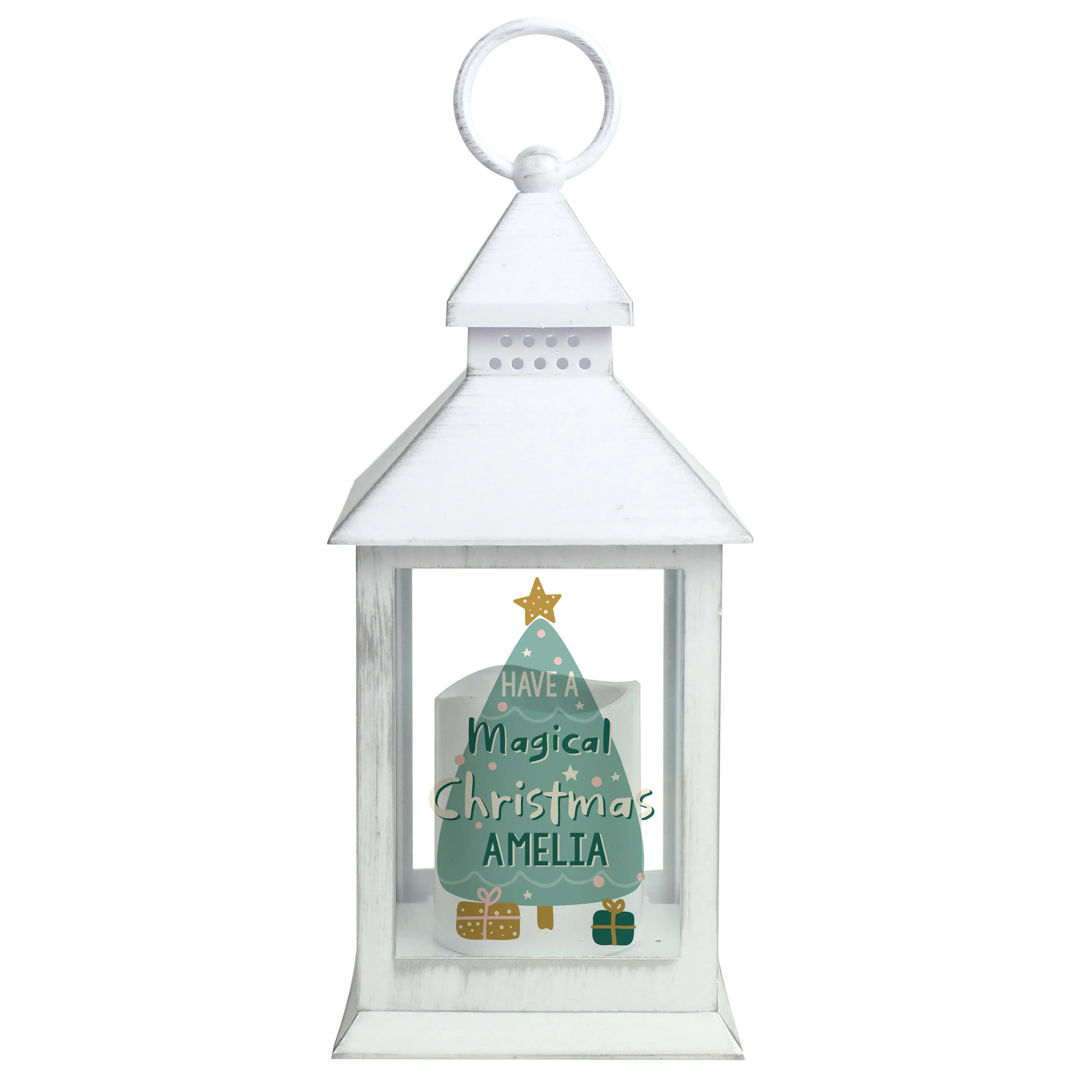 Personalised Have A Magical Christmas White Lantern