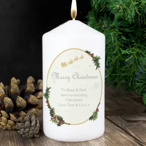 Personalised Traditional Christmas Pillar Candle