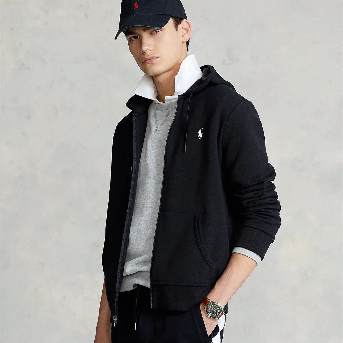 Polo Ralph Lauren - Double Knit Full Zip Hoodie in Black