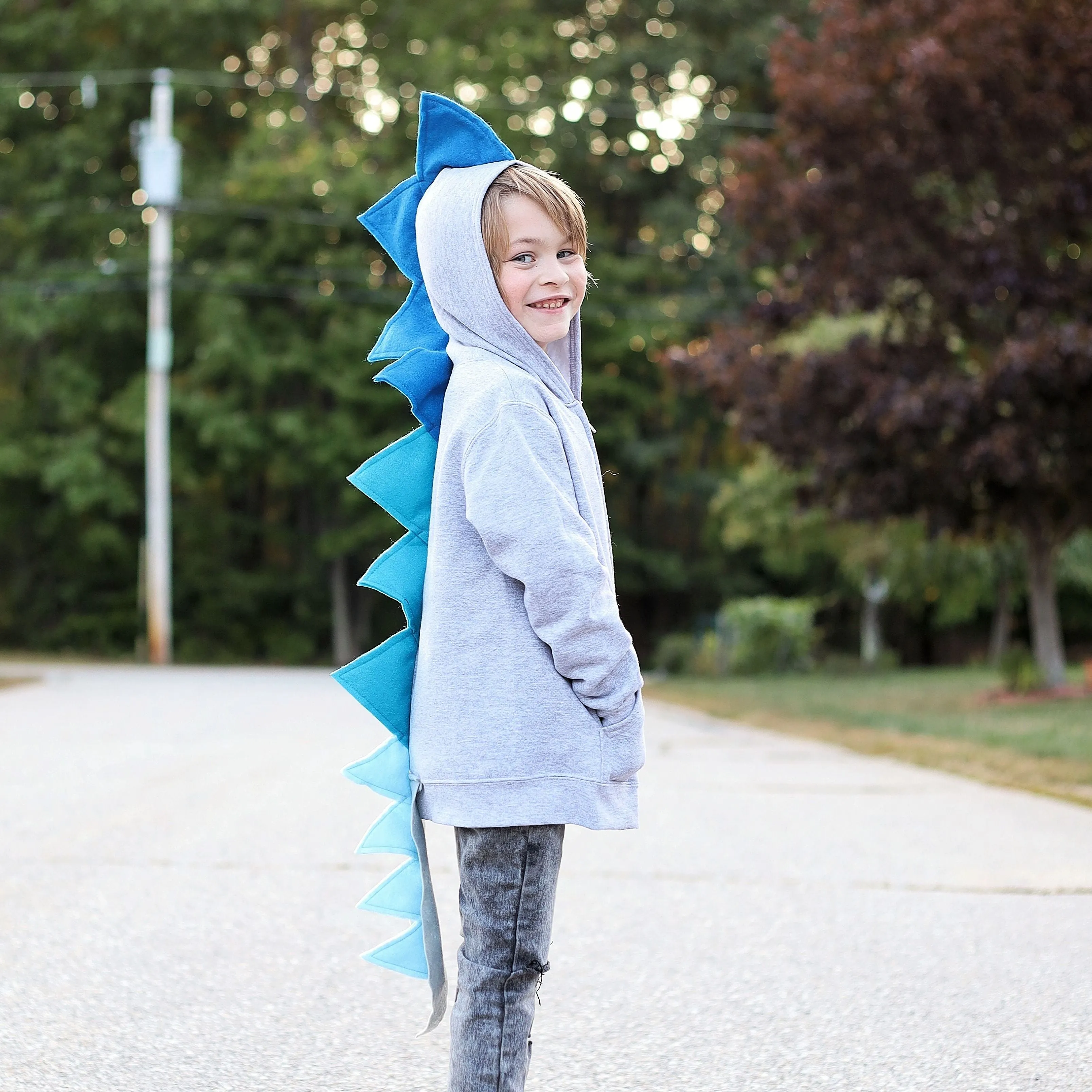 Sapphire Dragon Hoodie With Tail