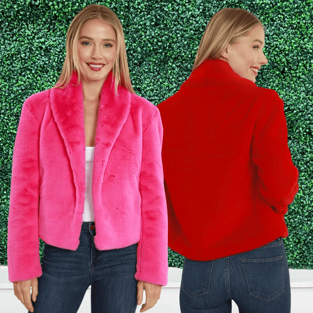 Shawl Collar Faux Fur Jacket