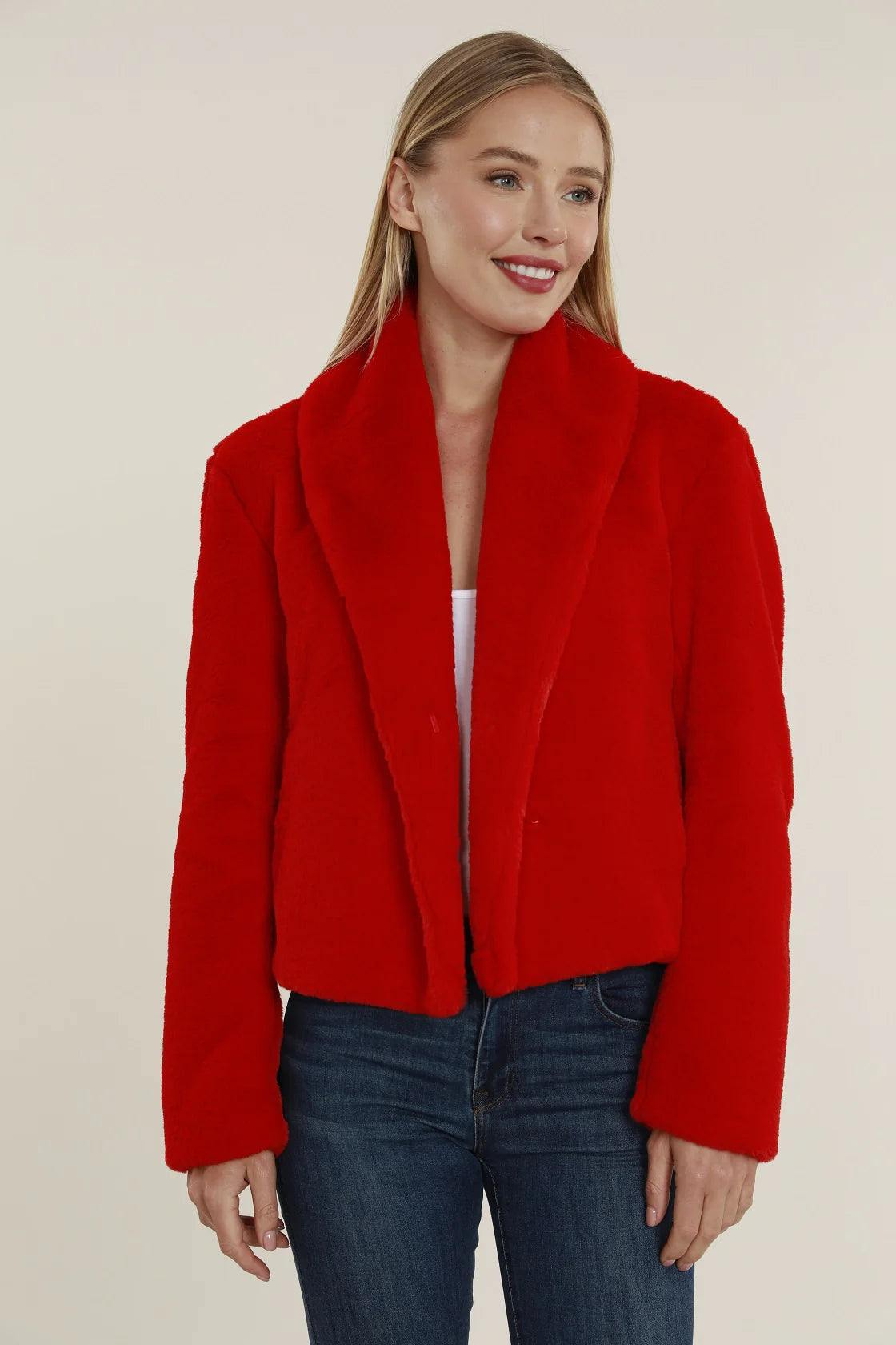 Shawl Collar Faux Fur Jacket