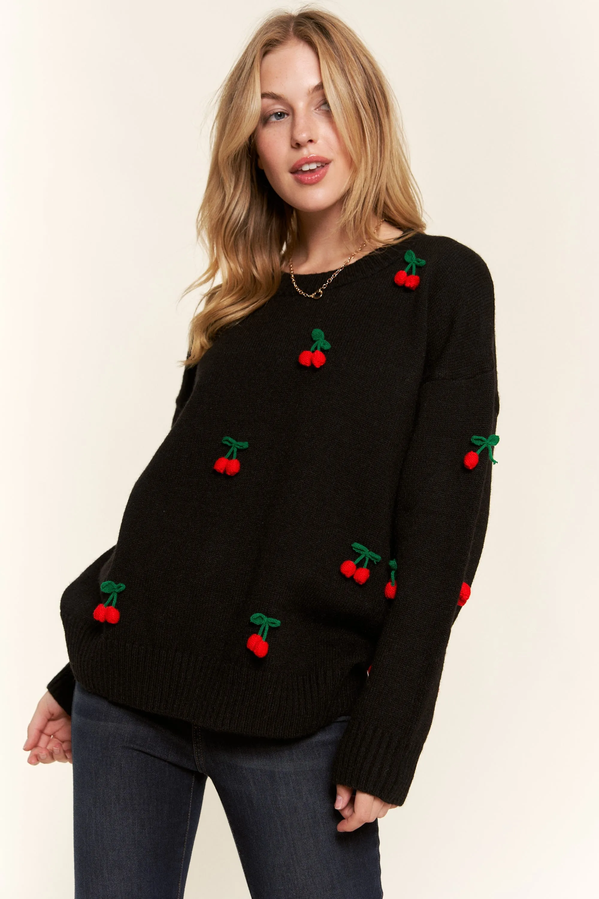 Shirley Temple Cherry Pom Sweater