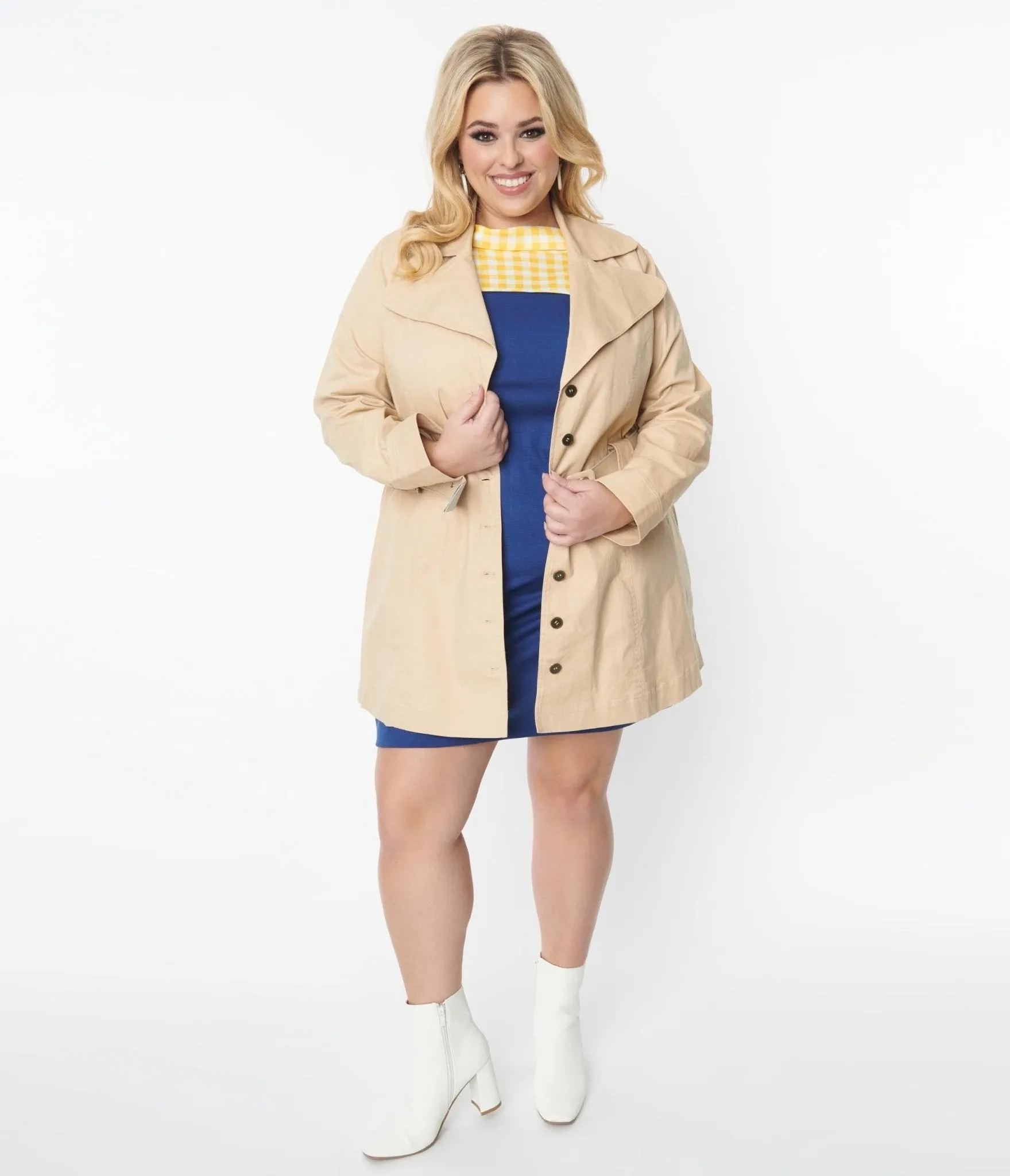 Smak Parlour Plus Size Khaki Belted Trench Coat