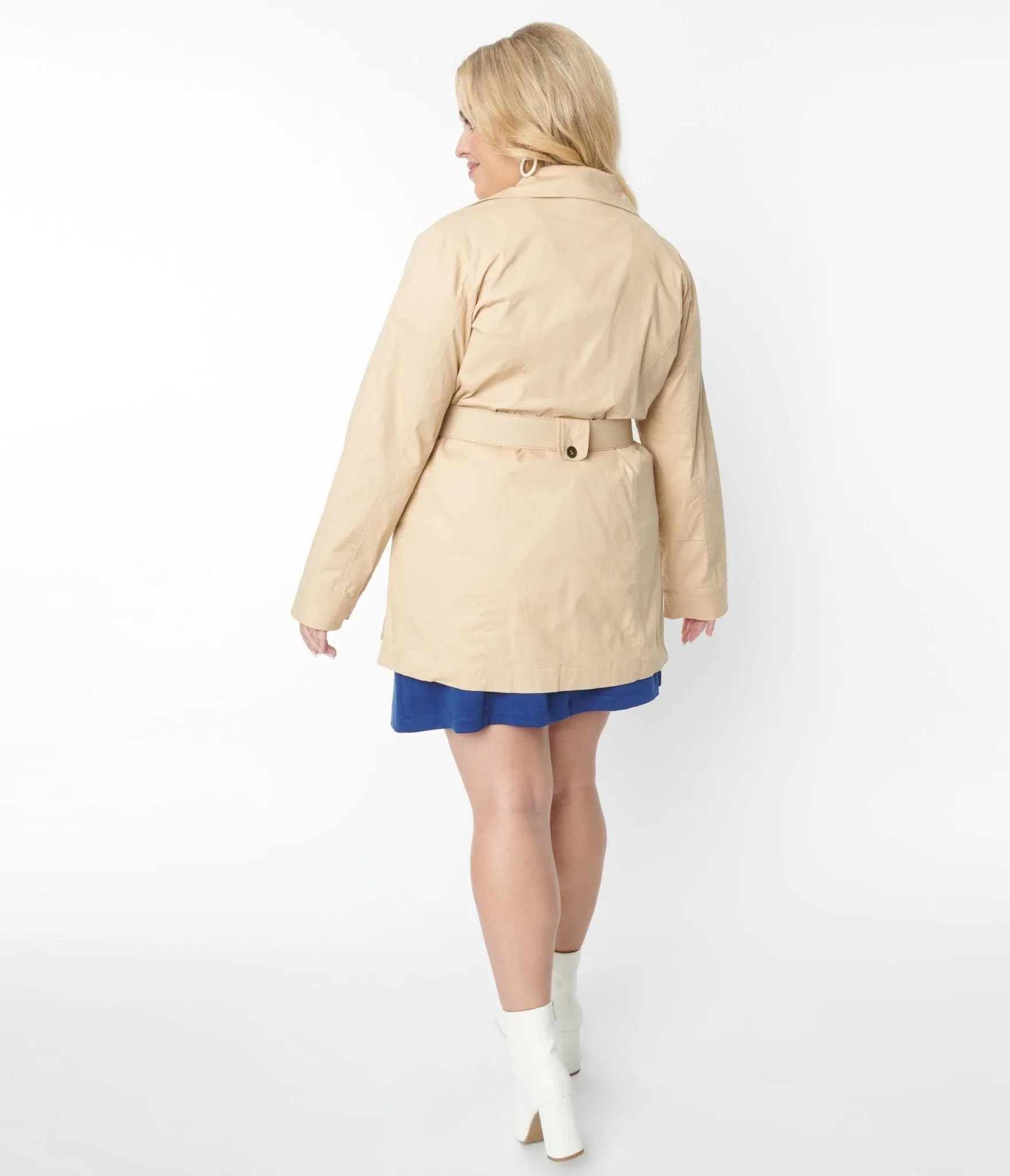 Smak Parlour Plus Size Khaki Belted Trench Coat