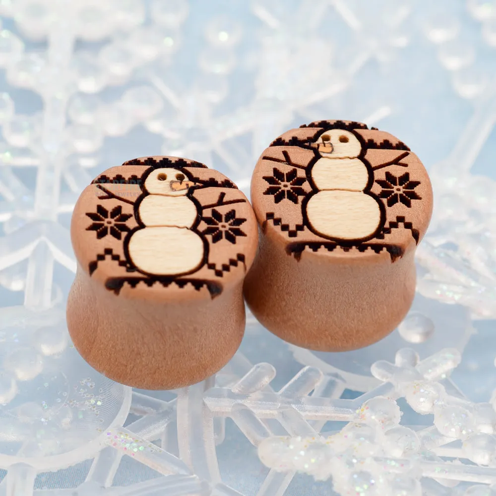 Snowman Sweater Wood Inlay Plugs