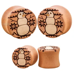 Snowman Sweater Wood Inlay Plugs