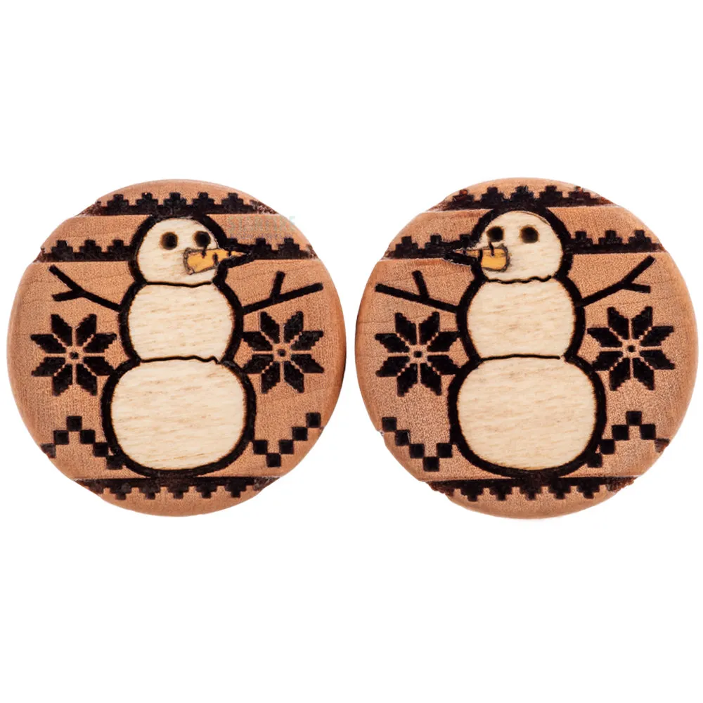 Snowman Sweater Wood Inlay Plugs