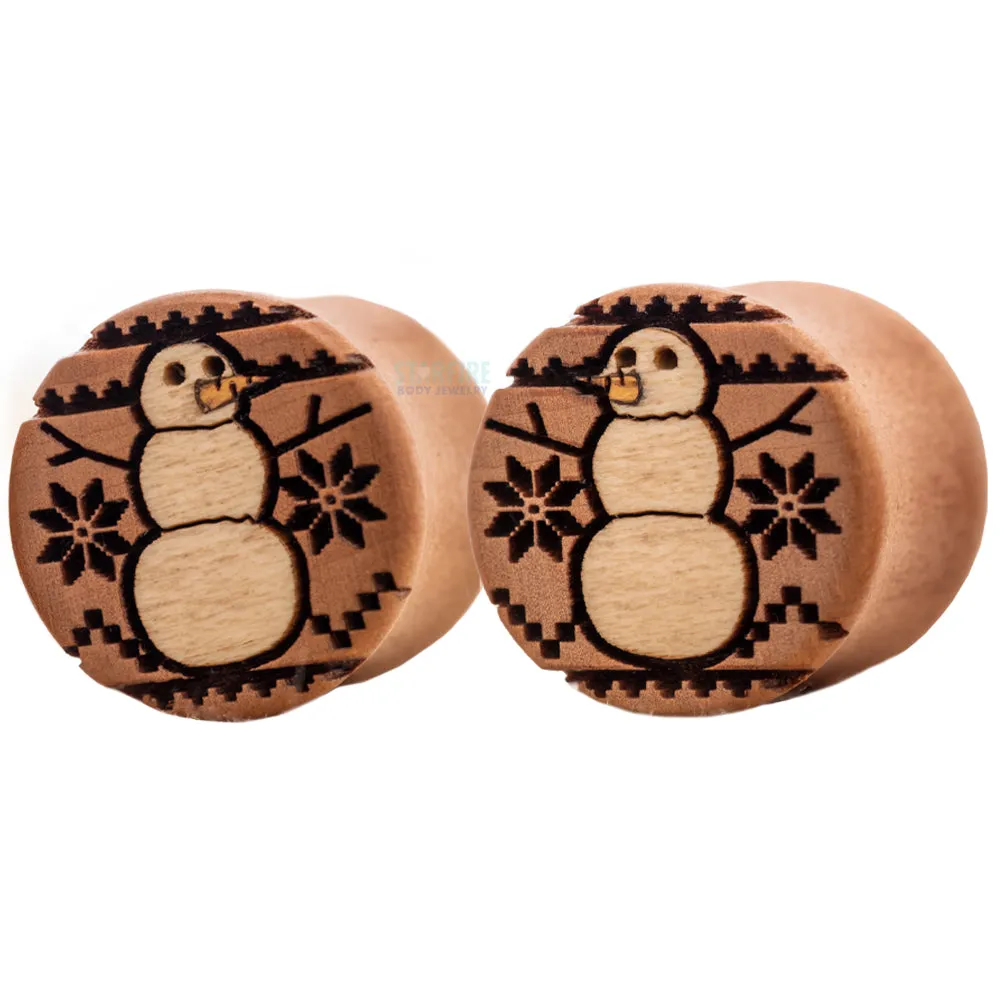 Snowman Sweater Wood Inlay Plugs